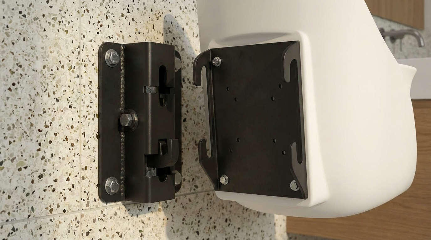 Industrial VESA mounting brackets showing the modular installation system